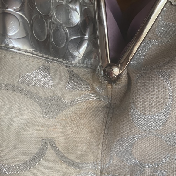 Coach Silver and White Bag Purse - Picture 6 of 12